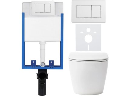 CERANO - Kompletní podomítkový WC set Lite/Verde - bílá matná - WC tlačítko Classic, bílé - k zazdění - 49x36 cm