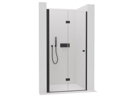 CERANO - Sprchové zalamovací dveře Volpe L/P - 6 mm - černá matná, transparentní sklo - 110x190 cm