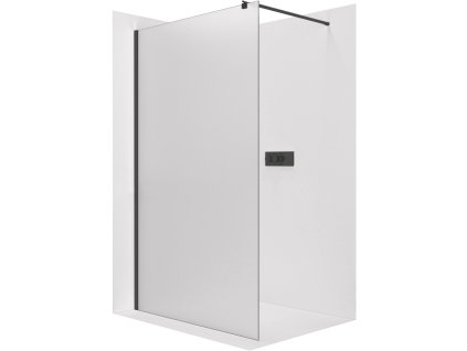 CERANO - Sprchová zástěna Walk-in Onyx Round L/P - 8 mm - kulatá vzpěra - černá matná, mléčné sklo - 100x200 cm