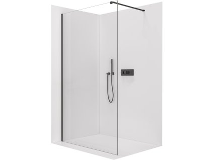 CERANO - Sprchová zástěna Walk-in Onyx Cube L/P - 8 mm - hranatá vzpěra - černá matná, transparentní sklo - 80x200 cm