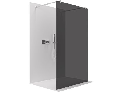 CERANO - Sprchová zástěna Walk-in Onyx Duo L/P - 8 mm - kulatá vzpěra - chrom, grafitové sklo - 80x200 cm