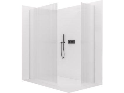 CERANO - Sprchová zástěna Walk-in Crystal T L/P - 8 mm - bezvzpěrový systém - černá matná, rýhované sklo - 140x120 cm