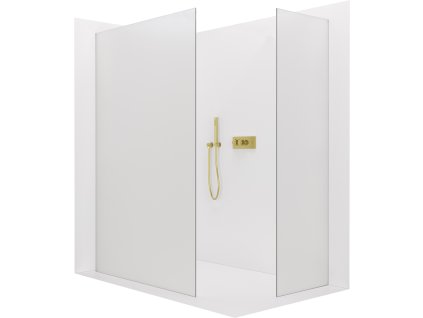 CERANO - Sprchová zástěna Walk-in Crystal T L/P - 8 mm - bezvzpěrový systém - zlatá kartáčovaná, mléčné sklo - 120x110 cm