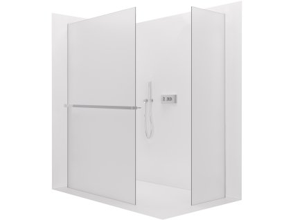 CERANO - Sprchová zástěna Walk-in Crystal T L/P - 8 mm - bezvzpěrový systém + polička/držák na ručníky - chrom, mléčné sklo - 90x80 cm