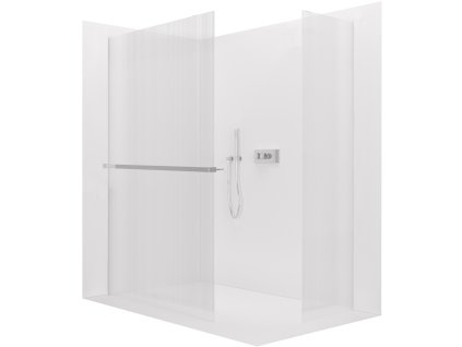 CERANO - Sprchová zástěna Walk-in Crystal T L/P - 8 mm - bezvzpěrový systém + polička/držák na ručníky - chrom, rýhované sklo - 140x110 cm