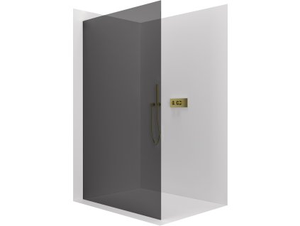 CERANO - Sprchová zástěna Walk-in Crystal L/P - 8 mm - bezvzpěrový systém - zlatá kartáčovaná, grafitové sklo - 50x200 cm