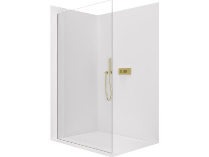 CERANO - Sprchová zástěna Walk-in Crystal L/P - 8 mm - bezvzpěrový systém - zlatá kartáčovaná, transparentní sklo - 100x200 cm