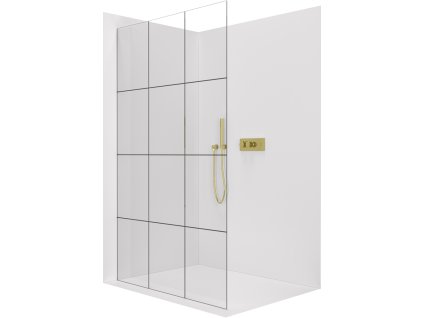 CERANO - Sprchová zástěna Walk-in Crystal L/P - 8 mm - bezvzpěrový systém - zlatá kartáčovaná, industriální sklo - 150x200 cm