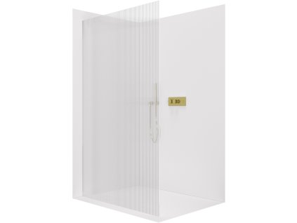 CERANO - Sprchová zástěna Walk-in Crystal L/P - 8 mm - bezvzpěrový systém - zlatá kartáčovaná, rýhované sklo - 130x200 cm