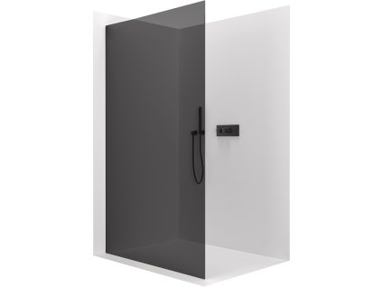 CERANO - Sprchová zástěna Walk-in Crystal L/P - 8 mm - bezvzpěrový systém - černá matná, grafitové sklo - 100x200 cm