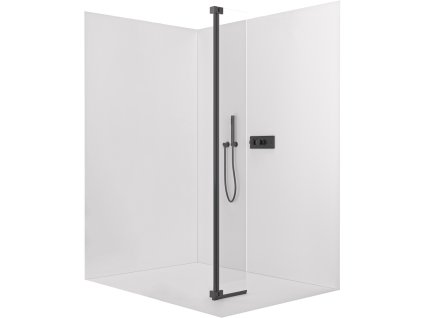 CERANO - Přídavný otočný panel ke sprchové zástěně Onyx - 8 mm - černá matná, transparentní sklo - 30x200 cm