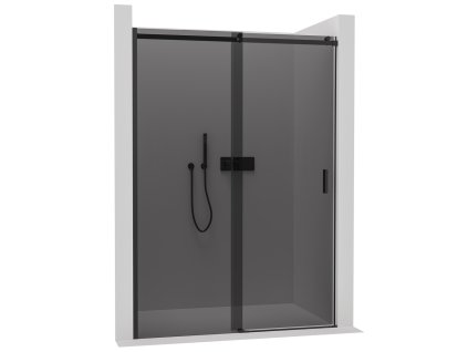 CERANO - Sprchové posuvné dveře Santoro L/P - 8 mm - černá matná, grafitové sklo - 130x195 cm