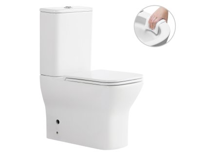 CERANO - WC kombi Hugo, Rimless + UF sedátko - bílá lesklá - 63,5x35,5 cm