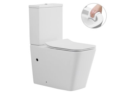 CERANO - WC kombi Bruno, Rimless + UF sedátko - bílá lesklá