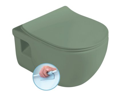 BRILLA závěsná WC mísa, Rimless, 36,5x53cm, zelená mat