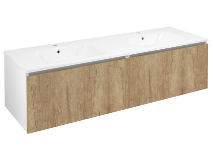 LOREA skříňka s dvojumyvadlem 161x46x51,5cm (80+80cm), dub alabama/bílá mat