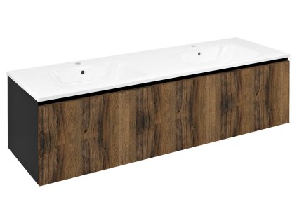 LOREA skříňka s dvojumyvadlem 161x46x51,5cm (80+80cm), dub collingwood/černá mat