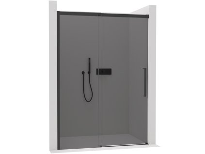 CERANO - Sprchové posuvné dveře Lantono L/P - 8 mm - Soft-Close - černá matná, grafitové sklo - 130x195 cm