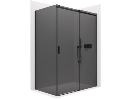 CERANO - Sprchový kout Santoro L/P - 8 mm - černá matná, grafitové sklo - 160x100x195 cm - posuvný