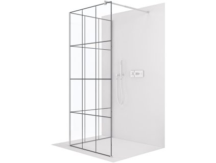 CERANO - Sprchová zástěna Walk-in Onyx Corner Round L/P - 8 mm - kulatá vzpěra - chrom, industriální sklo - 130x130 cm