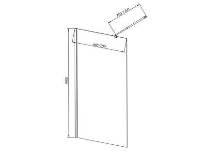 WALK-IN zástěna jednodílná k instalaci na zeď, 700x1900 mm, sklo matné