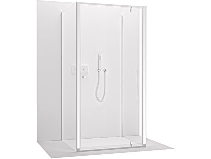 CERANO - Třístěnný sprchový kout Ferri U L/P - 6 mm - chrom, transparentní sklo - 90x100x195 cm - pivotový
