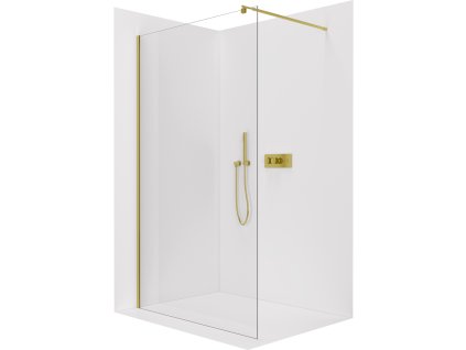 CERANO - Sprchová zástěna Walk-in Onyx Round L/P - 8 mm - kulatá vzpěra - zlatá kartáčovaná, transparentní sklo - 30x200 cm