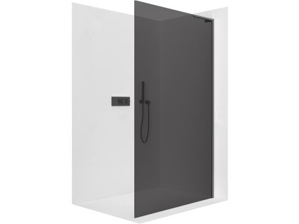 CERANO - Sprchová zástěna Walk-in Onyx L-pravá vzpěra - 10 mm - černá matná, grafitové sklo - 120x200 cm