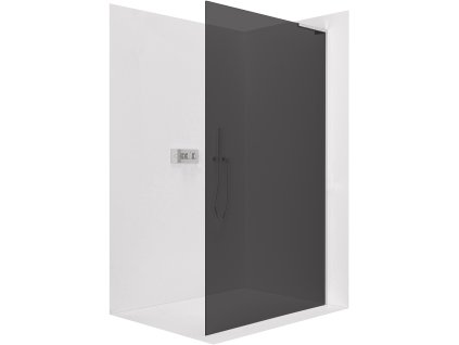 CERANO - Sprchová zástěna Walk-in Onyx L-pravá vzpěra - 10 mm - chrom, grafitové sklo - 140x200 cm