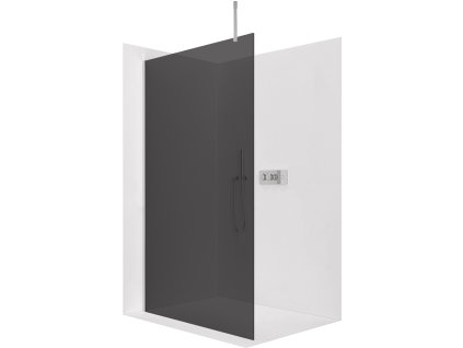 CERANO - Sprchová zástěna Walk-in Onyx Top Cube L/P - 10 mm - hranatá vzpěra - chrom, grafitové sklo - 130x200 cm