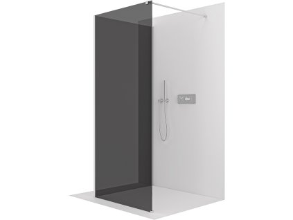 CERANO - Sprchová zástěna Walk-in Onyx Corner Cube L/P - 8 mm - hranatá vzpěra - chrom, grafitové sklo - 150x80x200 cm