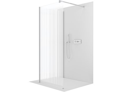CERANO - Sprchová zástěna Walk-in Onyx Corner Round L/P - 8 mm - kulatá vzpěra - chrom, rýhované sklo - 120x100 cm