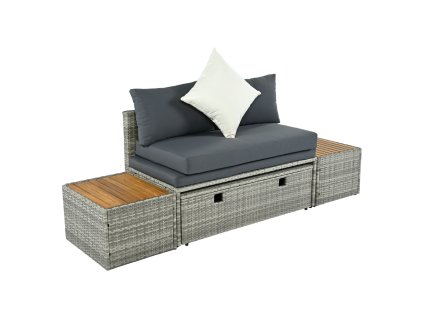 Zahradní ratanový set, šedá/přírodní/krémová, DEBRA