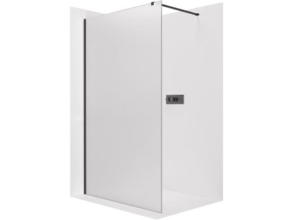 CERANO - Sprchová zástěna Walk-in Onyx Cube L/P - 8 mm - hranatá vzpěra - černá matná, mléčné sklo - 40x200 cm