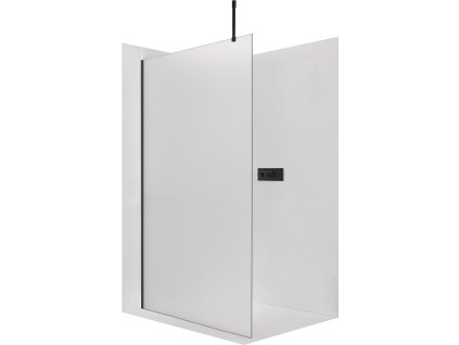 CERANO - Sprchová zástěna Walk-in Onyx Top Cube L/P - 8 mm - hranatá vzpěra - černá matná, mléčné sklo - 30x200 cm