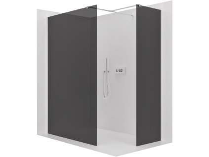CERANO - Sprchová zástěna Walk-in Onyx T L/P - 8 mm - hranatá vzpěra - chrom, grafitové sklo - 60x30 cm