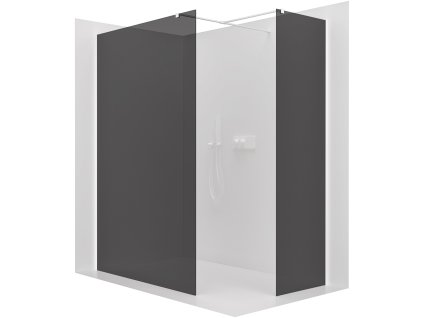 CERANO - Sprchová zástěna Walk-in Onyx T L/P - 8 mm - hranatá vzpěra - bílá matná, grafitové sklo - 160x40x200 cm