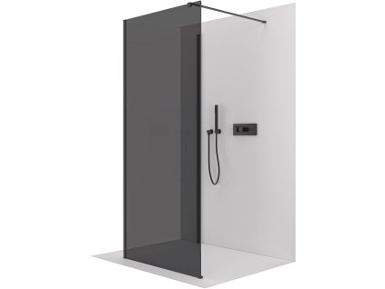 CERANO - Sprchová zástěna Walk-in Onyx Corner Cube L/P - 8 mm - hranatá vzpěra - černá matná, grafitové sklo - 110x40 cm