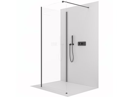 CERANO - Sprchová zástěna Walk-in Onyx Corner Cube L/P - 8 mm - hranatá vzpěra - černá matná, transparentní sklo - 110x40 cm