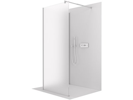 CERANO - Sprchová zástěna Walk-in Onyx Corner Round L/P - 8 mm - kulatá vzpěra - chrom, mléčné sklo - 140x30 cm
