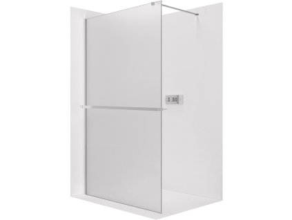 CERANO - Sprchová zástěna Walk-in Onyx Cube L/P - 8 mm - hranatá vzpěra + polička/držák na ručníky - chrom, mléčné sklo - 40x200 cm