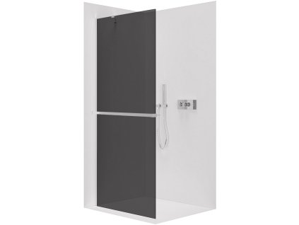 CERANO - Sprchová zástěna Walk-in Onyx Y L/P - 8 mm - kulatá vzpěra + polička/držák na ručníky - chrom, grafitové sklo - 40x200 cm