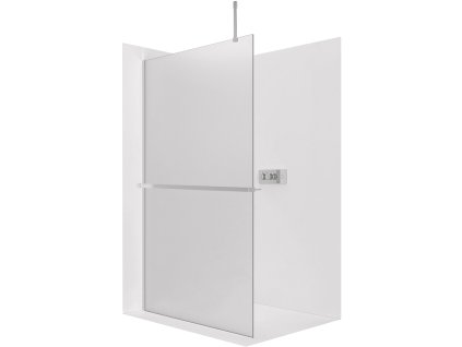 CERANO - Sprchová zástěna Walk-in Onyx Top Cube L/P - 8 mm - hranatá vzpěra + polička/držák na ručníky - chrom, mléčné sklo - 40x200 cm