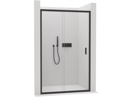 CERANO - Sprchové posuvné dveře Varone LINE L/P - 6 mm - černá matná, transparentní sklo - 130x195 cm - ROZBALENO