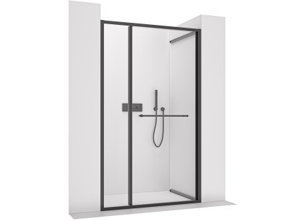 CERANO - Sprchové posuvné dveře Versaro L/P - 6 mm - černá matná, transparentní sklo - 130x195 cm - zasouvací