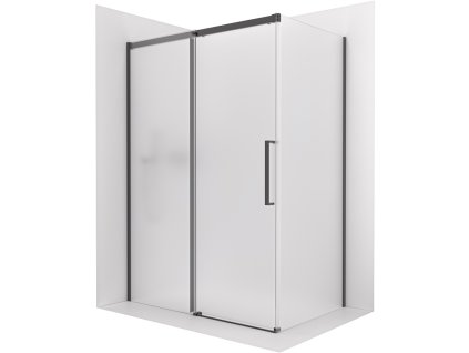 CERANO - Sprchový kout Lantono - levá - 8 mm - Soft-Close - černá matná, mléčné sklo - 140x70 cm - posuvný