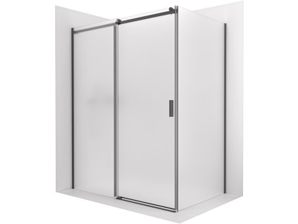 CERANO - Sprchový kout Santoro - levá - 6 mm - černá matná, mléčné sklo - 100x100 cm - posuvný
