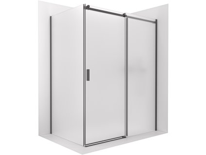 CERANO - Sprchový kout Santoro - pravá - 6 mm - černá matná, mléčné sklo - 100x100 cm - posuvný