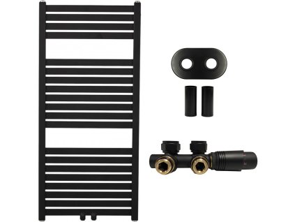 663853 cerano koupelnovy radiatorovy set luigino ustredni vytapeni stredove pripojeni 50 mm 300w cerna matna 970x450 mm