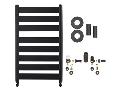 CERANO - Koupelnový radiátorový set Marco - ústřední vytápění - boční připojení - 698W - černá matná - 920x550 mm